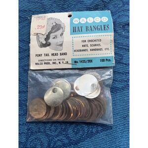 Vtg WALCO Shiny Hat Bangles for Pony Tail Head Band Hat 100pcs NOS